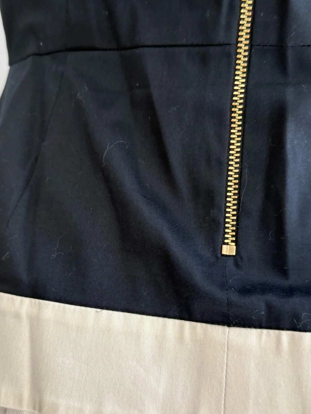 kate spade Black Sleeveless Peplum Top with Cream Trim